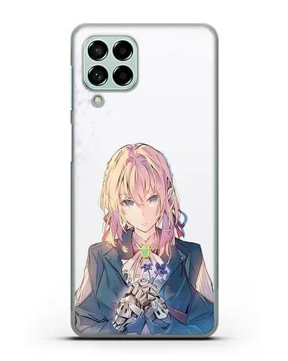 Чехол аниме Вайолет Эвергарден - Вайолет с цветами силиконовый для Samsung Galaxy M53 [SM-M536]