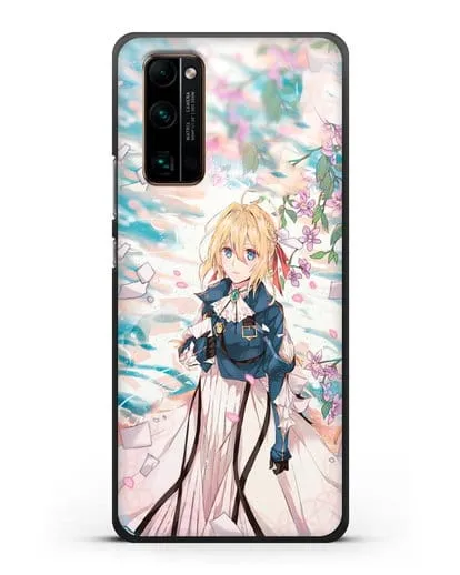Чехол аниме Вайолет Эвергарден - Вайолет и сакура силиконовый для Honor 30 Pro