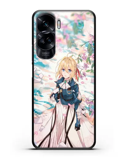Чехол аниме Вайолет Эвергарден - Вайолет и сакура силиконовый для Honor 90 Lite