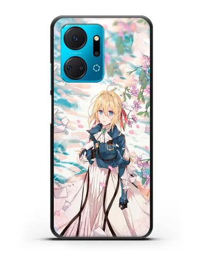 Чехол аниме Вайолет Эвергарден - Вайолет и сакура силиконовый для Honor X7a Plus