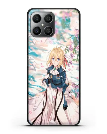 Чехол аниме Вайолет Эвергарден - Вайолет и сакура силиконовый для Honor X8