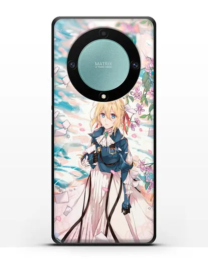 Чехол аниме Вайолет Эвергарден - Вайолет и сакура силиконовый для Honor X9a