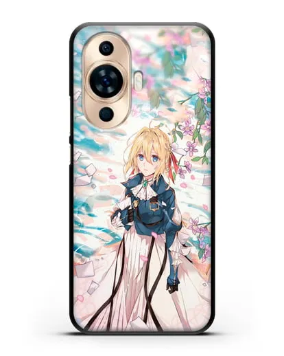 Чехол аниме Вайолет Эвергарден - Вайолет и сакура силиконовый для Huawei Nova 11