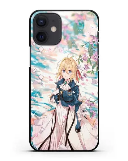 Чехол аниме Вайолет Эвергарден - Вайолет и сакура силиконовый для iPhone 12 mini
