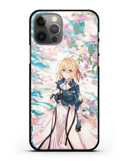 Чехол аниме Вайолет Эвергарден - Вайолет и сакура силиконовый для iPhone 12 Pro