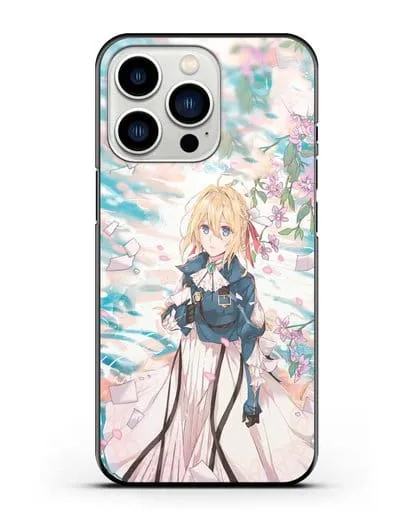 Чехол аниме Вайолет Эвергарден - Вайолет и сакура силиконовый для iPhone 13 Pro