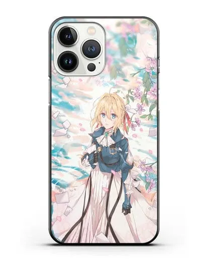Чехол аниме Вайолет Эвергарден - Вайолет и сакура силиконовый для iPhone 13 Pro Max