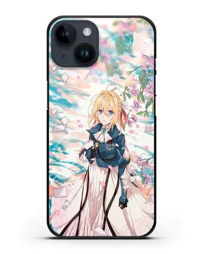 Чехол аниме Вайолет Эвергарден - Вайолет и сакура силиконовый для iPhone 14