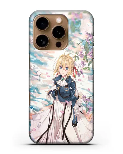 Чехол аниме Вайолет Эвергарден - Вайолет и сакура силиконовый для iPhone 16 Pro