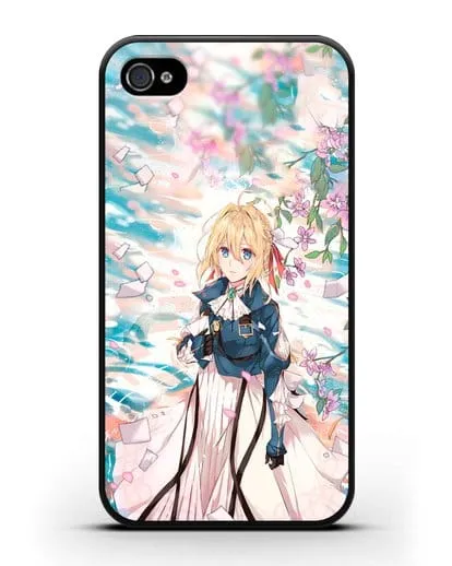 Чехол аниме Вайолет Эвергарден - Вайолет и сакура силиконовый для iPhone 4/4s
