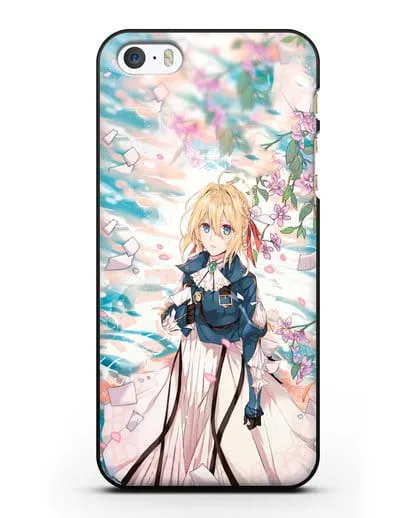 Чехол аниме Вайолет Эвергарден - Вайолет и сакура силиконовый для iPhone 5/5s/SE