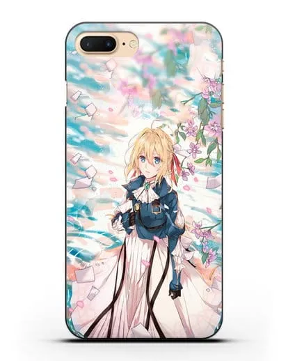 Чехол аниме Вайолет Эвергарден - Вайолет и сакура силиконовый для iPhone 8 Plus