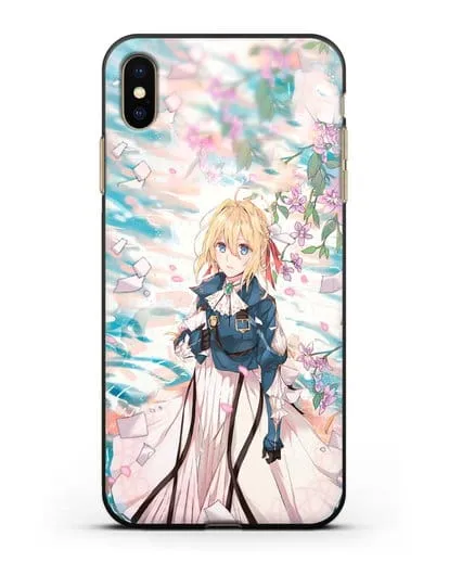 Чехол аниме Вайолет Эвергарден - Вайолет и сакура силиконовый для iPhone XS Max