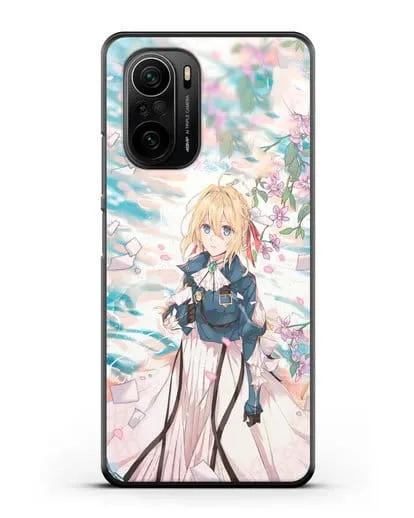 Чехол аниме Вайолет Эвергарден - Вайолет и сакура силиконовый для Xiaomi Poco F3