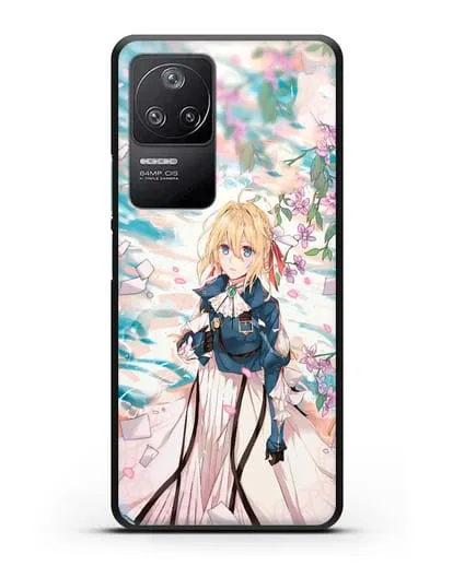 Чехол аниме Вайолет Эвергарден - Вайолет и сакура силиконовый для Xiaomi Poco F4