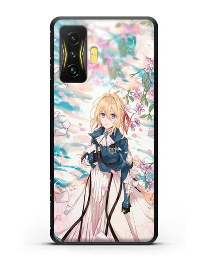 Чехол аниме Вайолет Эвергарден - Вайолет и сакура силиконовый для Xiaomi Poco F4 GT