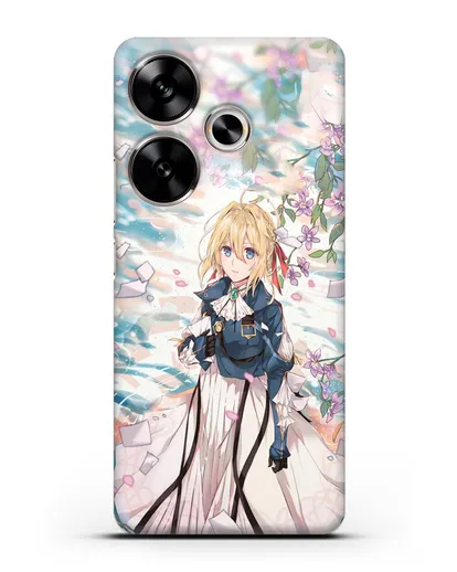 Чехол аниме Вайолет Эвергарден - Вайолет и сакура силиконовый для Xiaomi Poco F6