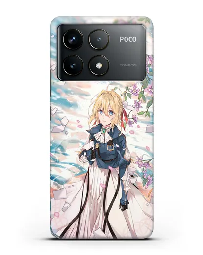Чехол аниме Вайолет Эвергарден - Вайолет и сакура силиконовый для Xiaomi Poco F6 Pro