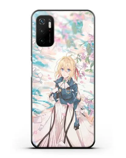 Чехол аниме Вайолет Эвергарден - Вайолет и сакура силиконовый для Xiaomi Poco M3 Pro