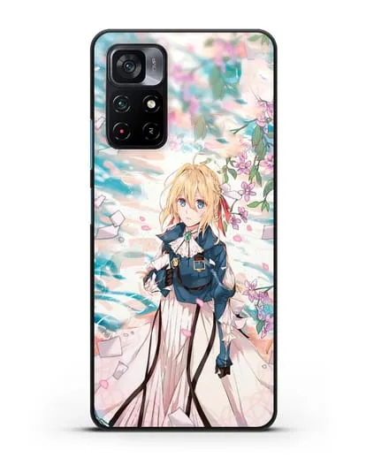 Чехол аниме Вайолет Эвергарден - Вайолет и сакура силиконовый для Xiaomi Poco M4 Pro 5G