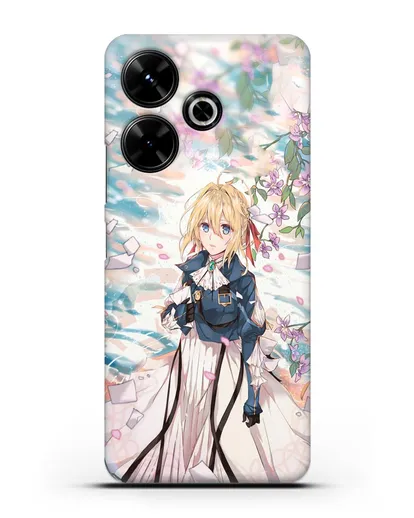 Чехол аниме Вайолет Эвергарден - Вайолет и сакура силиконовый для Xiaomi Poco M6