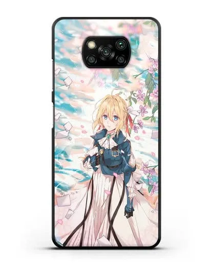 Чехол аниме Вайолет Эвергарден - Вайолет и сакура силиконовый для Xiaomi Poco X3 Pro