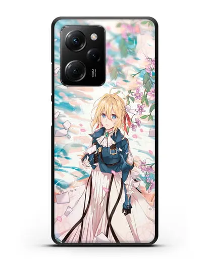 Чехол аниме Вайолет Эвергарден - Вайолет и сакура силиконовый для Xiaomi Poco X5 Pro