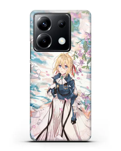 Чехол аниме Вайолет Эвергарден - Вайолет и сакура силиконовый для Xiaomi Poco X6