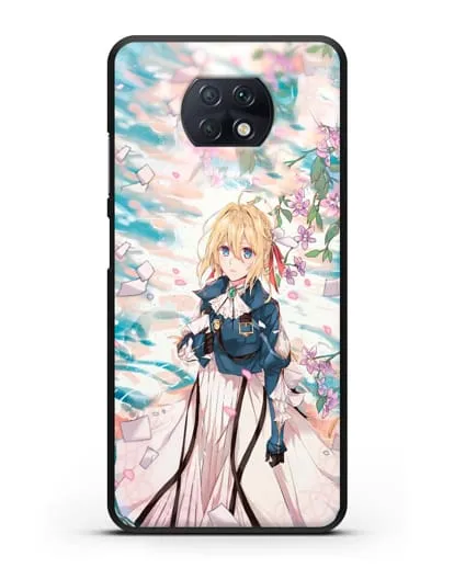 Чехол аниме Вайолет Эвергарден - Вайолет и сакура силиконовый для Xiaomi Redmi Note 9T