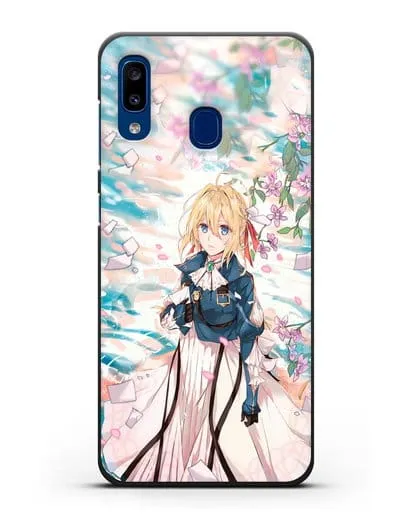 Чехол аниме Вайолет Эвергарден - Вайолет и сакура силиконовый для Samsung Galaxy A20 [SM-A205FN]