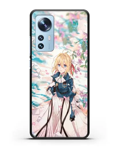 Чехол аниме Вайолет Эвергарден - Вайолет и сакура силиконовый для Xiaomi 12