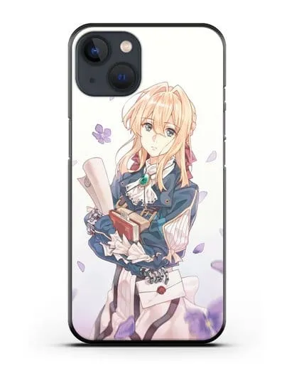 Чехол аниме Вайолет Эвергарден - Вайолет в цветах силиконовый для iPhone 13 Mini