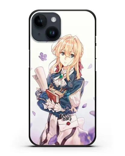 Чехол аниме Вайолет Эвергарден - Вайолет в цветах силиконовый для iPhone 14
