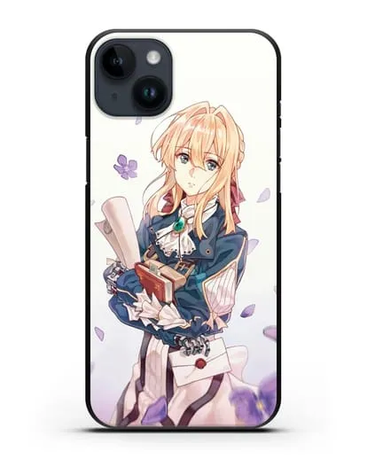 Чехол аниме Вайолет Эвергарден - Вайолет в цветах силиконовый для iPhone 14 Plus