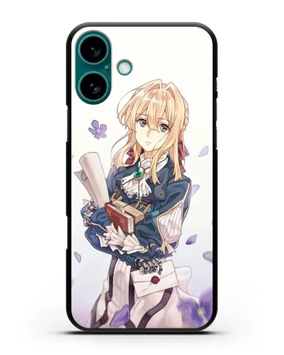 Чехол аниме Вайолет Эвергарден - Вайолет в цветах силиконовый для iPhone 16 Plus