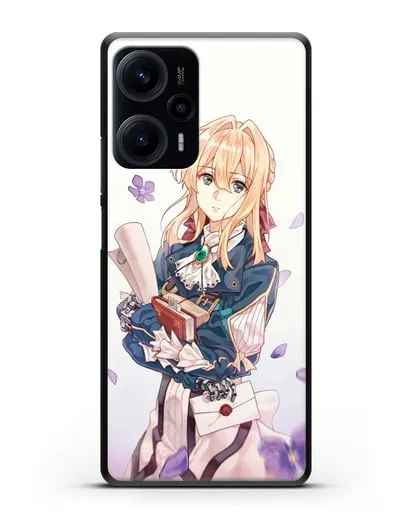 Чехол аниме Вайолет Эвергарден - Вайолет в цветах силиконовый для Xiaomi Poco F5