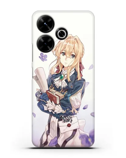 Чехол аниме Вайолет Эвергарден - Вайолет в цветах силиконовый для Xiaomi Poco M6