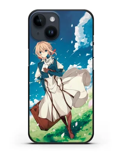 Чехол аниме Вайолет Эвергарден - Вайолет с чемоданом силиконовый для iPhone 14