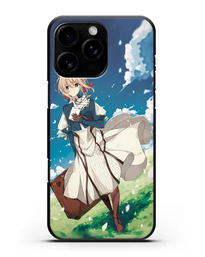 Чехол аниме Вайолет Эвергарден - Вайолет с чемоданом силиконовый для iPhone 16 Pro Max