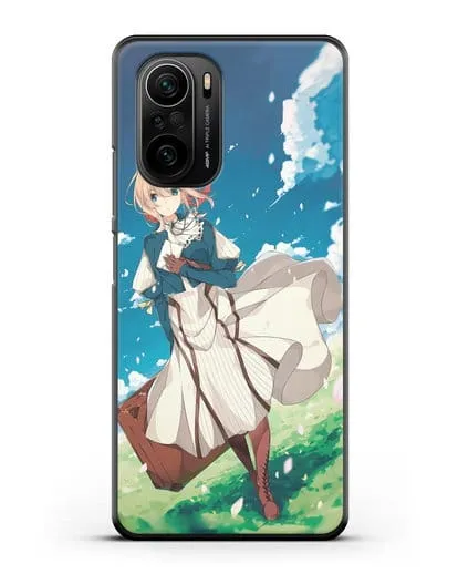 Чехол аниме Вайолет Эвергарден - Вайолет с чемоданом силиконовый для Xiaomi Poco F3