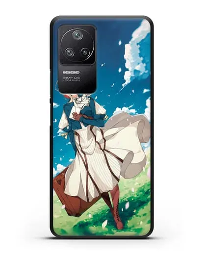 Чехол аниме Вайолет Эвергарден - Вайолет с чемоданом силиконовый для Xiaomi Poco F4