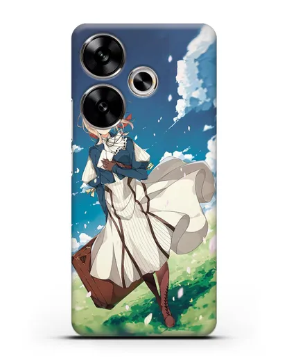 Чехол аниме Вайолет Эвергарден - Вайолет с чемоданом силиконовый для Xiaomi Poco F6