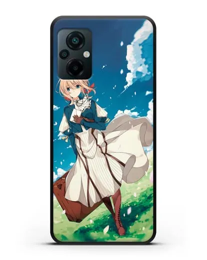 Чехол аниме Вайолет Эвергарден - Вайолет с чемоданом силиконовый для Xiaomi Poco M5