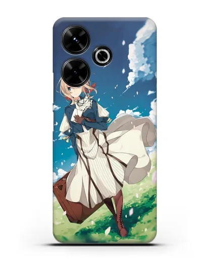 Чехол аниме Вайолет Эвергарден - Вайолет с чемоданом силиконовый для Xiaomi Poco M6