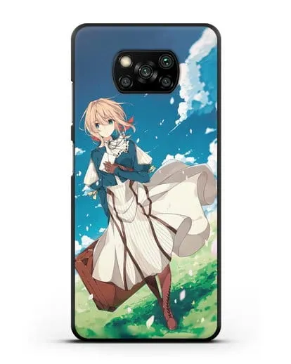 Чехол аниме Вайолет Эвергарден - Вайолет с чемоданом силиконовый для Xiaomi Poco X3