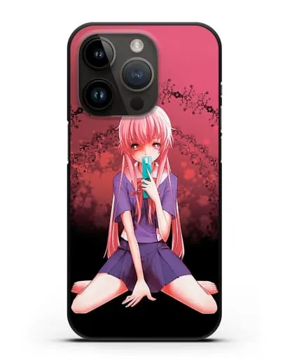 Чехол аниме Дневник Будущего - Юно с телефоном силиконовый для iPhone 14 Pro