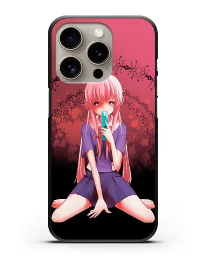 Чехол аниме Дневник Будущего - Юно с телефоном силиконовый для iPhone 15 Pro