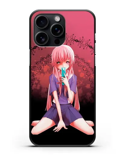 Чехол аниме Дневник Будущего - Юно с телефоном силиконовый для iPhone 15 Pro Max