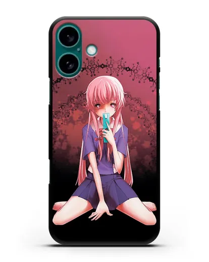 Чехол аниме Дневник Будущего - Юно с телефоном силиконовый для iPhone 16 Plus