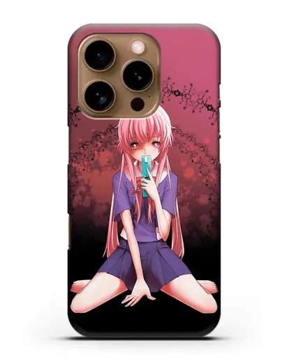 Чехол аниме Дневник Будущего - Юно с телефоном силиконовый для iPhone 16 Pro